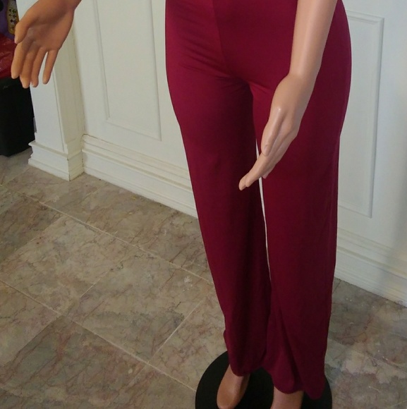 Solid Color Strapless Wide Leg 2 Piece Pants Set - Picture 5 of 6